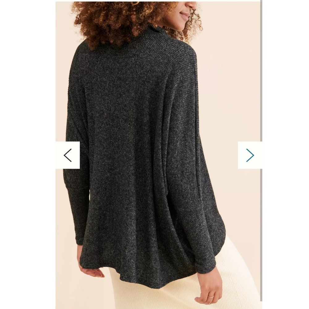 Amadi Anthropologie Charcoal Black Marled Cowl Neck‎ Poncho Sweater Medium